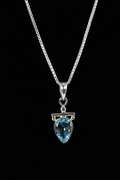 Sterling Silver Natural Blue Topaz Gemstone Pendant