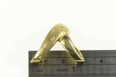 14K Yellow Gold Satin Finish Diamond V Chevron Statement Pendant