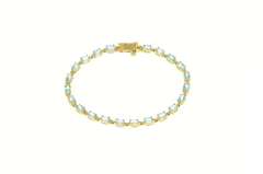 10K Yellow Gold Oval Blue Topaz Classic Statement Tennis Bracelet