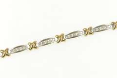 14K White Gold 1.75 Ctw Diamond Two Tone X Link Tennis Bracelet