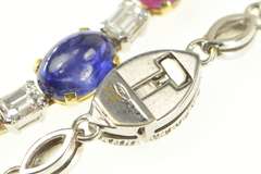 18K White Gold 11.65 Ctw Sapphire Ruby Diamond Emerald Necklace