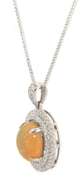 2.94 CTW Opal & Diamond Pendant Necklace in 14K