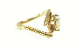 14K Yellow Gold Retro Oval Syn. Opal Ornate Bypass Statement Ring