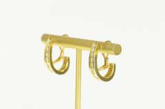 18K Yellow Gold 1.32 Ctw Curved French Clip Hoop Statement Earrings