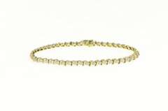 14K Yellow Gold 1.00 Ctw Diamond Classic Wavy Link Tennis Bracelet