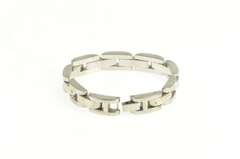 Stainless Steel 14k Gold Two Tone Diamond Geometric Link Bracelet