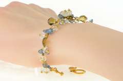 14K Yellow Gold Citrine Smoky Quartz Blue Topaz Stone Bracelet