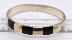 Vintage 925 Sterling Silver Black onyx Bangle Bracelet