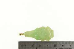 14K Yellow Gold Carved Chinese Jade Figure Statement Necklace