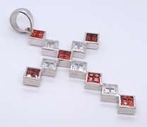 Vintage 925 Sterling Silver Large Cubic Zirconia Pendant