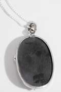 .925 Sterling Silver Pendant w/ Black Onyx & Moon Gem Stones 63mm x 32mm