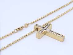 Dreamy Yellow Gold Diamond Cross Pendant on Chain