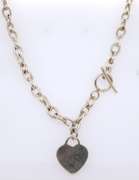 Vintage Sterling Silver Heart Shaped Pendant on Necklace
