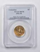 MS70 1992-W $5 Columbus Commemorative Gold Coin PCGS