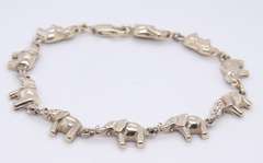 Vintage 925 Sterling Silver Elephant Link Bracelet