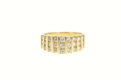 14K Yellow Gold Cubic Zirconia Row Channel Statement Band Ring