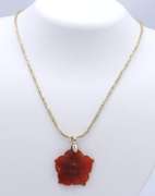 Vintage Italian Coral Flower Pendant on Chain