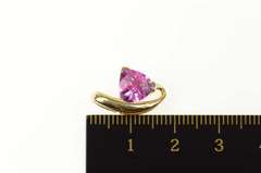 14K Yellow Gold Trillion Pink Sapphire Solitaire Statement Pendant