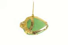22K Yellow Gold Victorian Floral Jade Heart Planchette Pin/Brooch