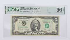 1976 $2 FR Note FR# 1935-C* 1993 Coin Currency Set PMG 66 EPQ GEM UNC
