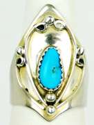Vintage Wide Sterling Turquoise Ring, Size 6.5