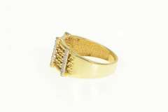 14K Yellow Gold Diamond Bar Geometric Braid Chain Statement Ring