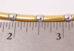 Stunning Bar and Bead Necklace in 18K Two-Tone Gold
