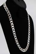 Italian .925 Sterling Silver 12.75mm Diamond Cut Curb Link Chain 24 Inches
