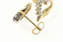 14K Yellow Gold Diamond Curvy Heart Love Symbol Stud Earrings