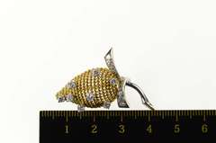 14K Yellow Gold 0.48 Ctw Retro Diamond Two Tone Flower Bud Pin/Brooch