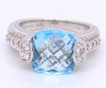 Judith Ripka Sterling Silver Dazzling Blue Topaz Ring
