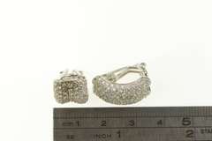 18K White Gold 3.00 Ctw VS Diamond Pave Encrusted Curved Earrings