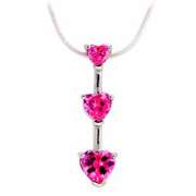Sterling Silver Created Pink Sapphire Heart Pendant