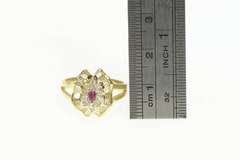 14K Yellow Gold 1.05 Ctw Ruby Diamond Halo Engagement Ring