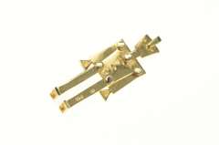 14K Yellow Gold Diamond Button Robot Articulated Statement Pendant