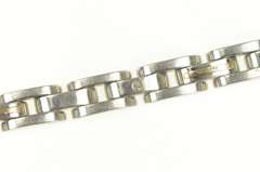 Stainless Steel 14k Gold Two Tone Diamond Geometric Link Bracelet