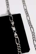 Italian Sterling Silver 3+1 Figaro Link Chain with Gun Metal Finish 7.2mm 30 Inch