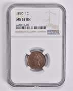 MS61 BN 1870 Indian Head Cent NGC