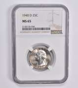 MS65 1940-D Washington Quarter NGC