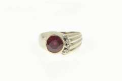14K White Gold 4.04 Ctw 1940's Syn. Ruby Diamond Statement Ring