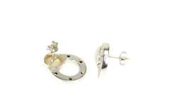 18K White Gold 0.84 Ctw Button Pearl Diamond Circle Statement Earrings