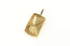 14K Yellow Gold Queen Nefertiti Ornate Squared Repousse Pendant