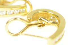 18K Yellow Gold 1.32 Ctw Curved French Clip Hoop Statement Earrings