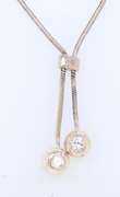 Vintage 925 Sterling Silver Snake Chain Necklace with Cubic Zirconia Dangles