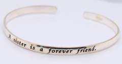 Vintage 925 Sterling Silver Bangle Bracelet Engraved Sister is a Forever Friend