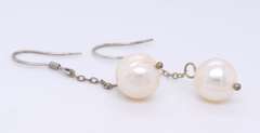 Vintage 925 Sterling Silver Pearl Dangle Earrings
