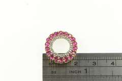 10K Yellow Gold Diamond Ruby Circle Round Statement Pendant