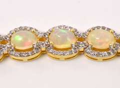 Darling 17.00CTW Ethiopian Opal W/ Fire & 4.00CTW Diamond Bracelet in Gold Plated Sterling Silver