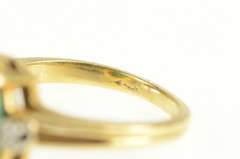 14K Yellow Gold Oval Turquoise Diamond Accent Statement Ring