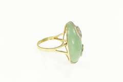 14K Yellow Gold Cabochon Nephrite Jade Swirl Statement Ring